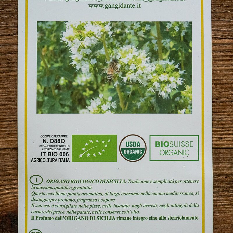 ガンジダンテ 枝付きオレガノ BIO オーガニック 25g