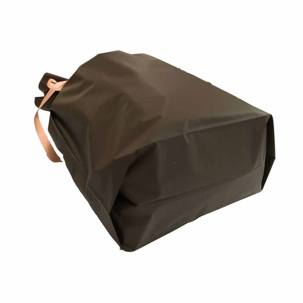 リボン付きギフトバッグ ブラウン L