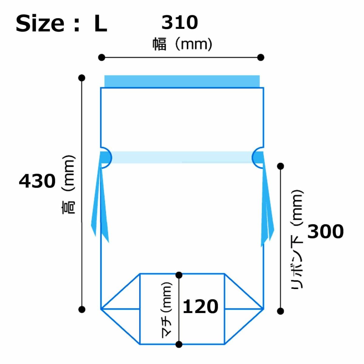 リボン付きギフトバッグ ブラウン L